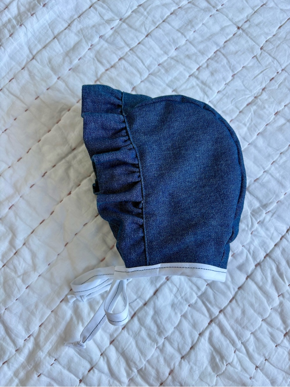 Baby Denim Ruffle Bonnet -